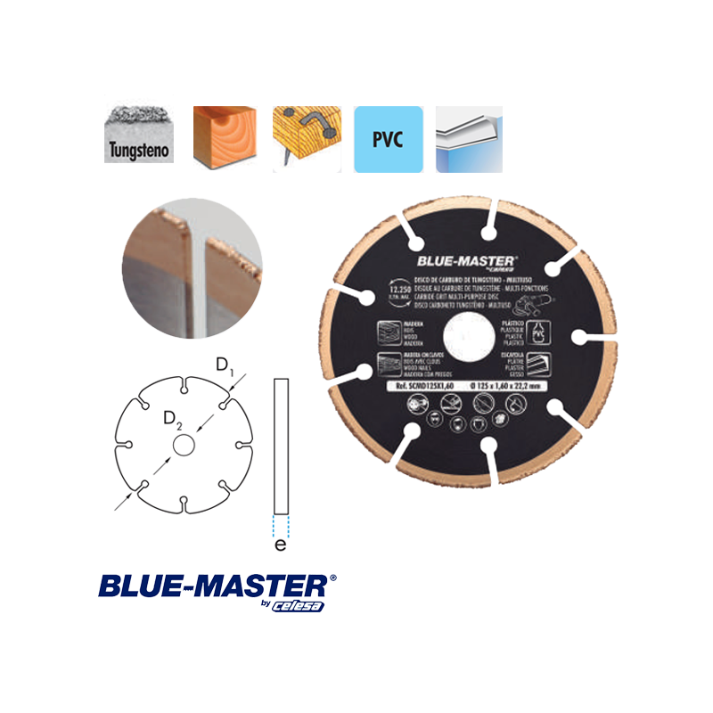 Disco de Corte Multiuso Blue-Master de Carburo de Tungsteno Disco de Corte Multiuso Blue-Master de Carburo de Tungsteno