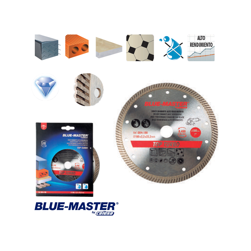 Disco de Diamante para Construcción Blue-Master Alto Rendimiento Top Turbo Disco de Diamante para Construcción Blue-Master Alto Rendimiento Top Turbo