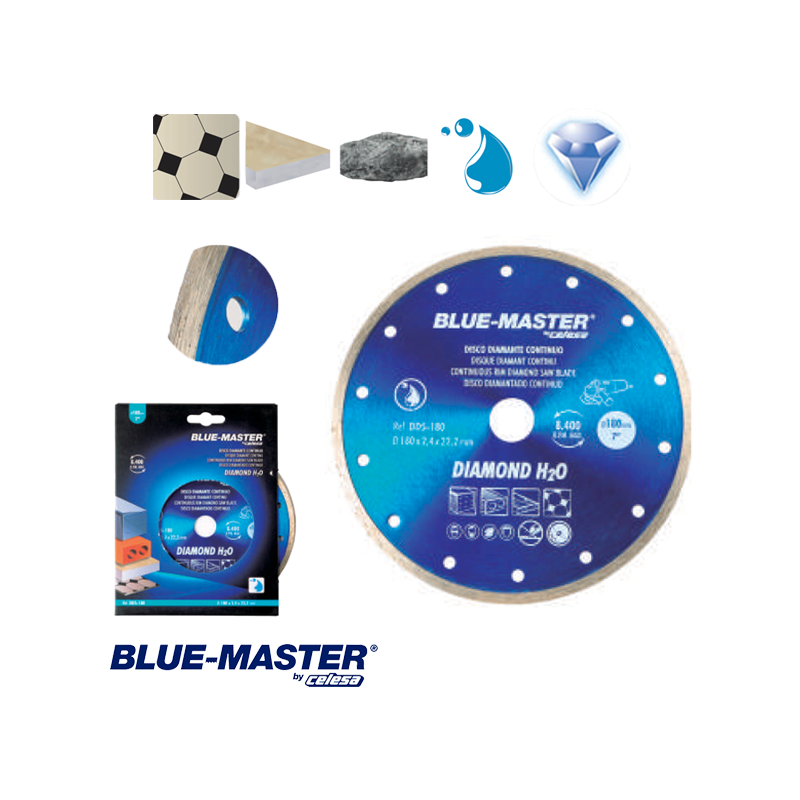 Disco de Diamante para Construcción Blue-Master Continuo Corte Húmedo Diamond H2O Disco de Diamante para Construcción Blue-Master Continuo Corte Húmedo Diamond H2O