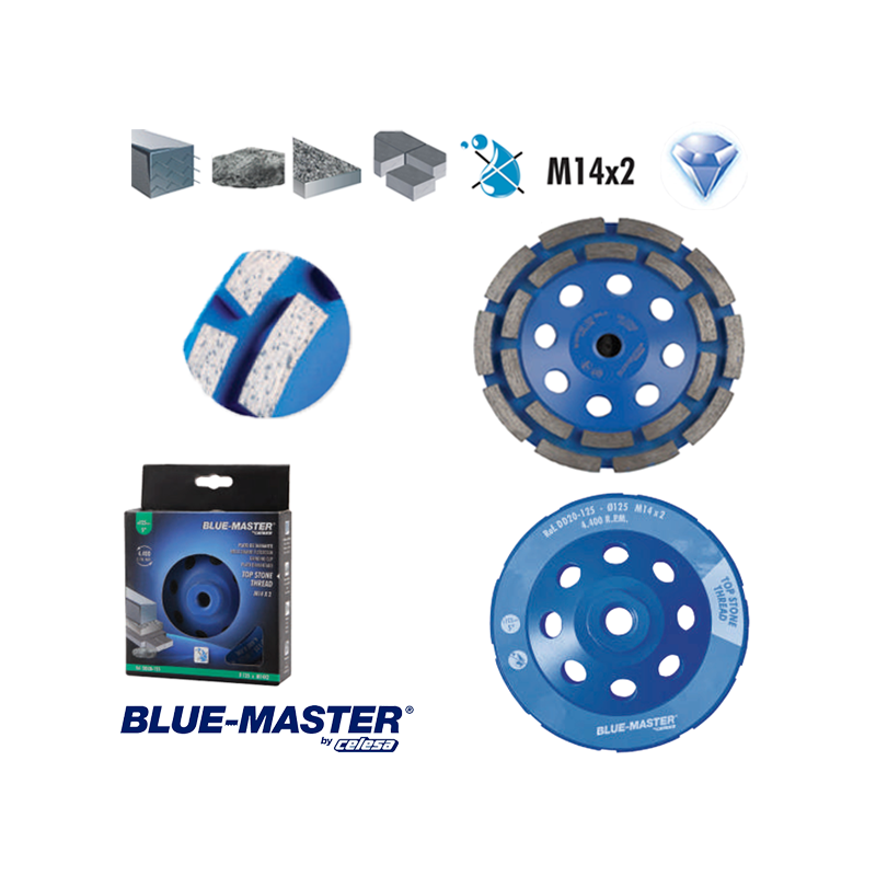 Plato Blue-Master para Construcción Segmentado de Diamante para Piedra con Rosca M14x2 Plato Blue-Master para Construcción Segmentado de Diamante para Piedra con Rosca M14x2