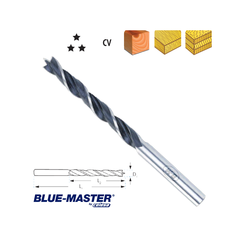 Broca para Madera Blue-Master de tres Puntas Broca para Madera Blue-Master de tres Puntas