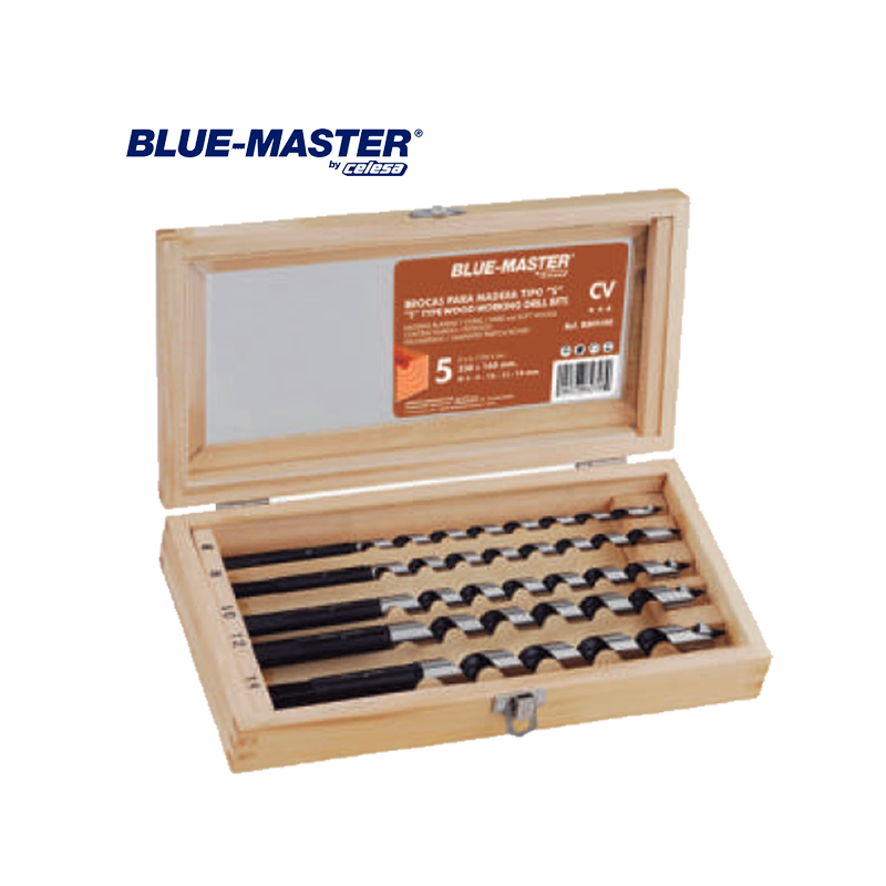 Estuches de Madera Blue-Master con Brocas CV Tipo "S" Standard