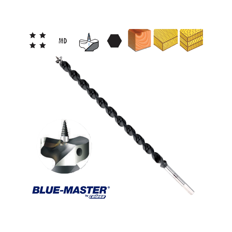 Broca para Madera Blue-Master de Metal Duro Tipo "S" Serie Larga Broca para Madera Blue-Master de Metal Duro Tipo "S" Serie Larga