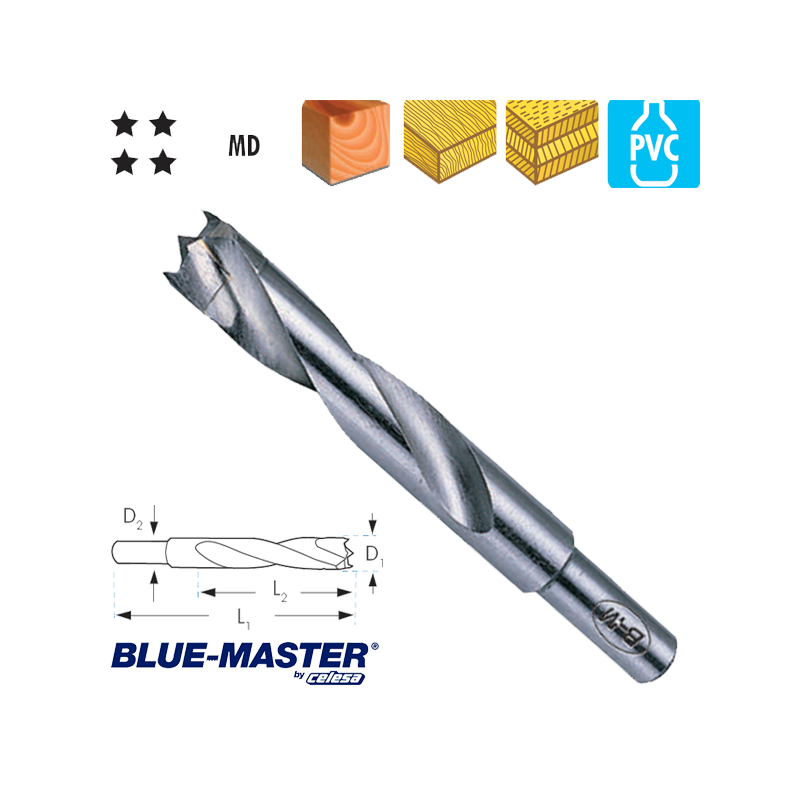 Broca con 3 Puntas Blue-Master de Metal Duro para Madera Broca con 3 Puntas Blue-Master de Metal Duro para Madera