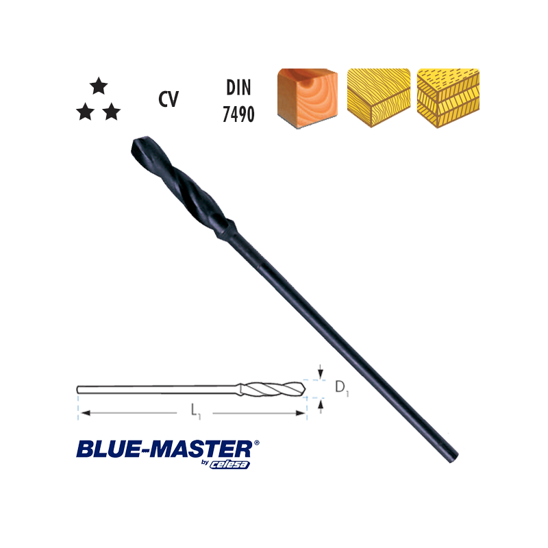 Brocas para Encofrados Blue-Master de Madera DIN 7490 Mango Cilíndrico CV Serie Corta Brocas para Encofrados Blue-Master de Madera DIN 7490 Mango Cilíndrico CV Serie Corta
