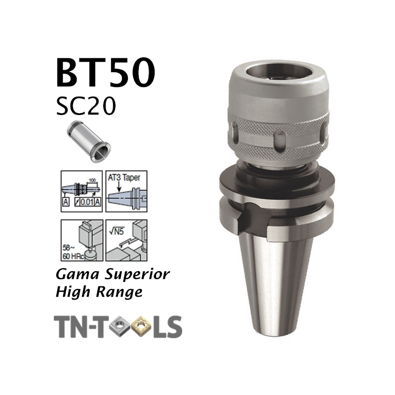 Cono Portapinza DIN69893 BT50 de sujección para pinza SC20 de gran apriete Gama Superior Cono Portapinza DIN69893 BT50 de sujección para pinza SC20 de gran apriete Gama Superior