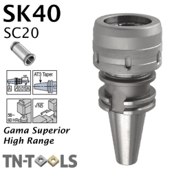 Cono Portapinza DIN69893 SK40 de sujección para pinza SC32 de gran apriete Gama Superior