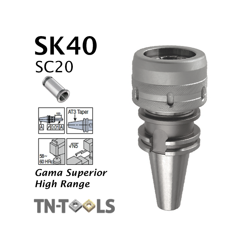 Cono Portapinza DIN69893 SK40 de sujección para pinza SC32 de gran apriete Gama Superior Cono Portapinza DIN69893 SK40 de sujección para pinza SC32 de gran apriete Gama Superior