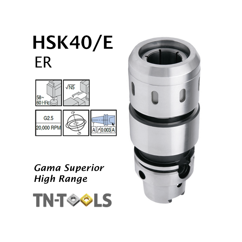 Cono Portapinzas DIN69893 HSK40/E para pinza de sujección Gama Superior