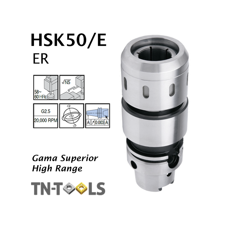 Cono Portapinzas DIN69893 HSK50/E para pinza de sujección Gama Superior