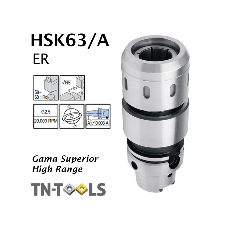 Cono Portapinzas DIN69893 HSK63/A para pinza de sujección Gama Superior Cono Portapinzas DIN69893 HSK63/A para pinza de sujección Gama Superior