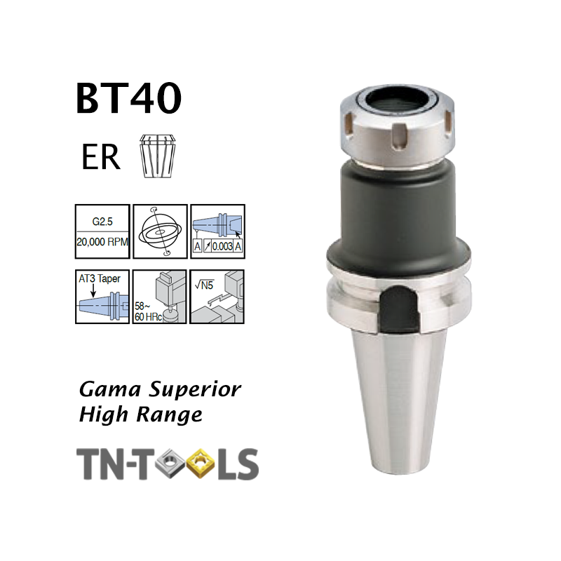 Cono Portapinza BT40 para pinza ER de Alta Precisión Cono Portapinza BT40 para pinza ER de Alta Precisión