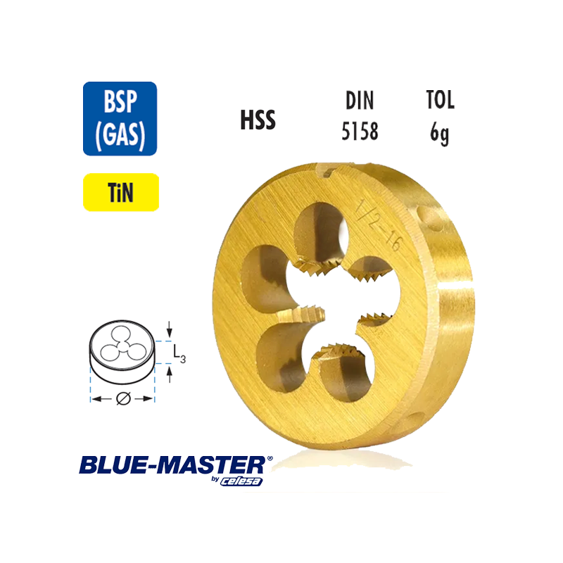 Terrajas Blue-Master para Roscar a Mano HSS GAS  TiN