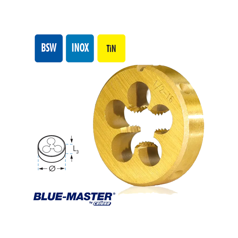 Terrajas Blue-Master Whitworth para Roscar a Mano HSS INOX TiN Terrajas Blue-Master Whitworth para Roscar a Mano HSS INOX TiN