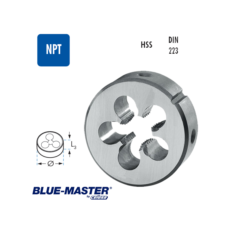 Terrajas Blue-Master para Roscar a Mano HSS NPT Rosca Americana no Estanca