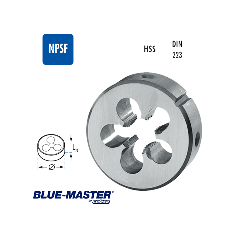 Terrajas Blue-Master para Roscar a Mano HSS NPSF Rosca Americana 