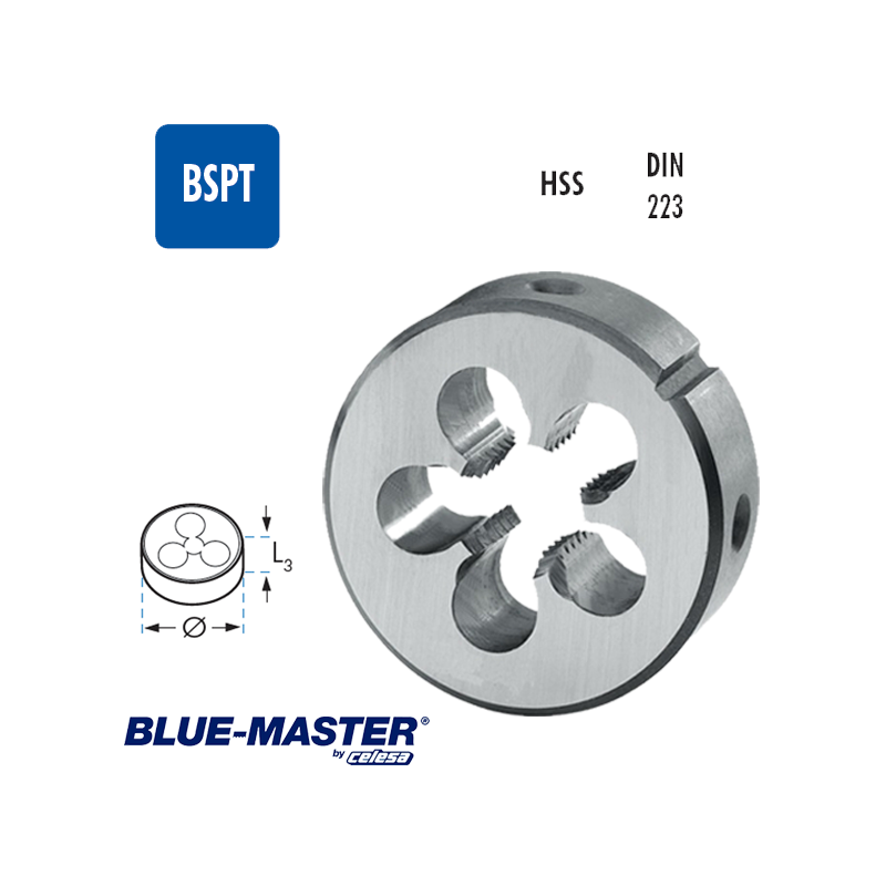 Terrajas Blue-Master para Roscar a Mano HSS BSPT 