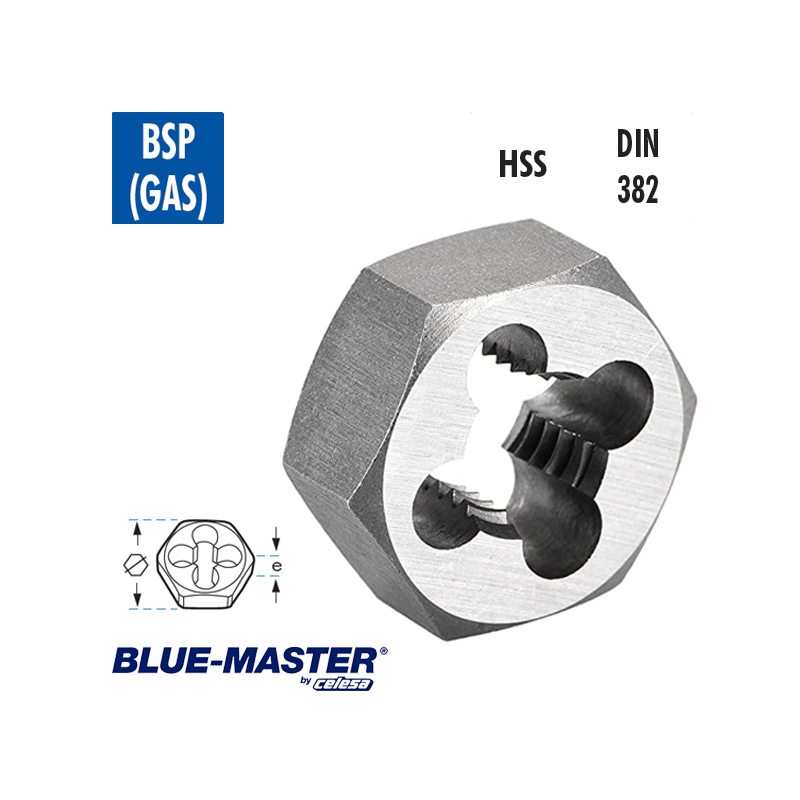 Terrajas Blue-Master Hexagonales HSS BSP para Roscado a Mano Terrajas Blue-Master Hexagonales HSS BSP para Roscado a Mano