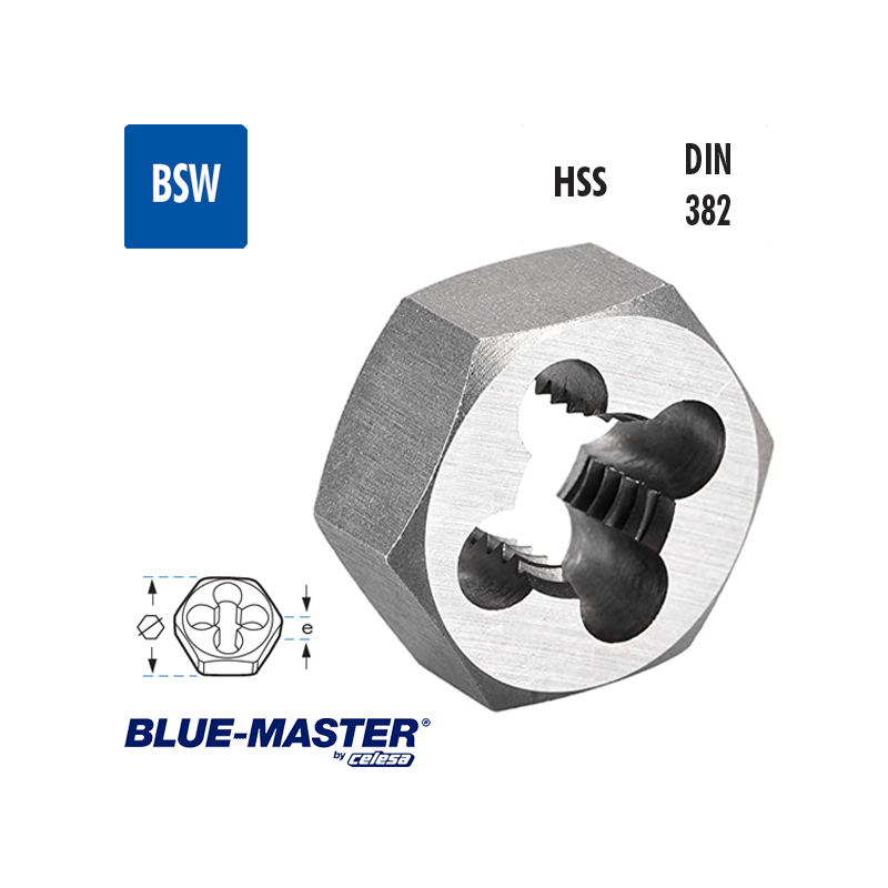 Terrajas Blue-Master Hexagonales HSS BSW para Roscado a Mano