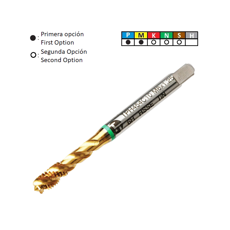 Macho Helecoidal de Máquina Métrico Iso Standard HSSE TIN PVD Taegutec Macho Helecoidal de Máquina Métrico Iso Standard HSSE TIN PVD Taegutec