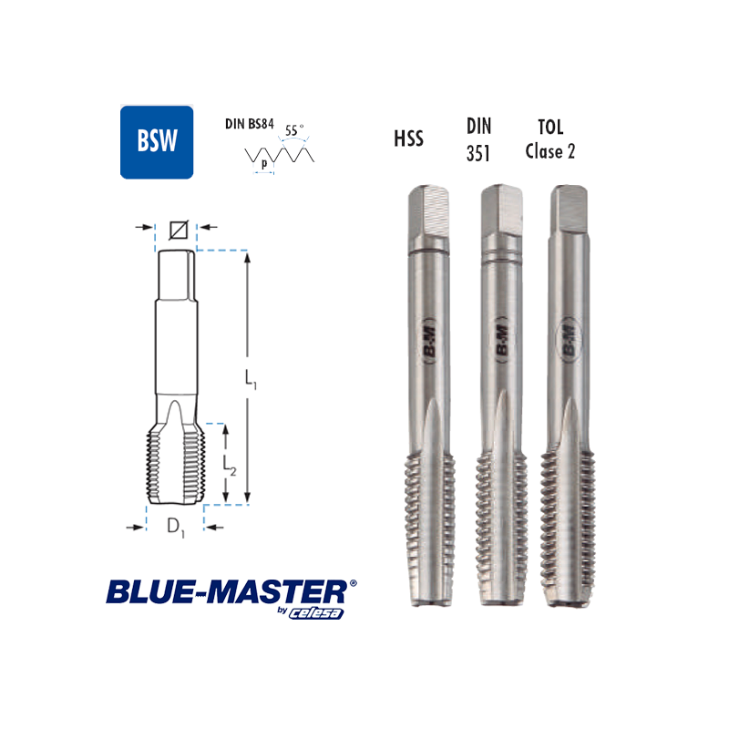 Juego de Macho Blue-Master Whitworth HSS Juego de Macho Blue-Master Whitworth HSS