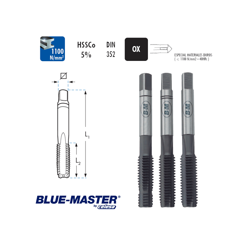 Juego de Macho Blue-Master para roscar a Man HSSCo OX Juego de Macho Blue-Master para roscar a Man HSSCo OX