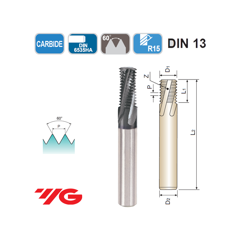 Fresa de Roscar MD M 2D TiAlN Fresa de Roscar MD M 2D TiAlN