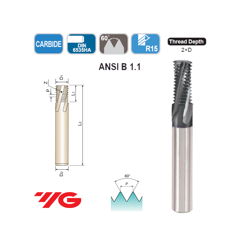 Fresa de Roscar MD UNC 2D TiAlN Fresa de Roscar MD UNC 2D TiAlN