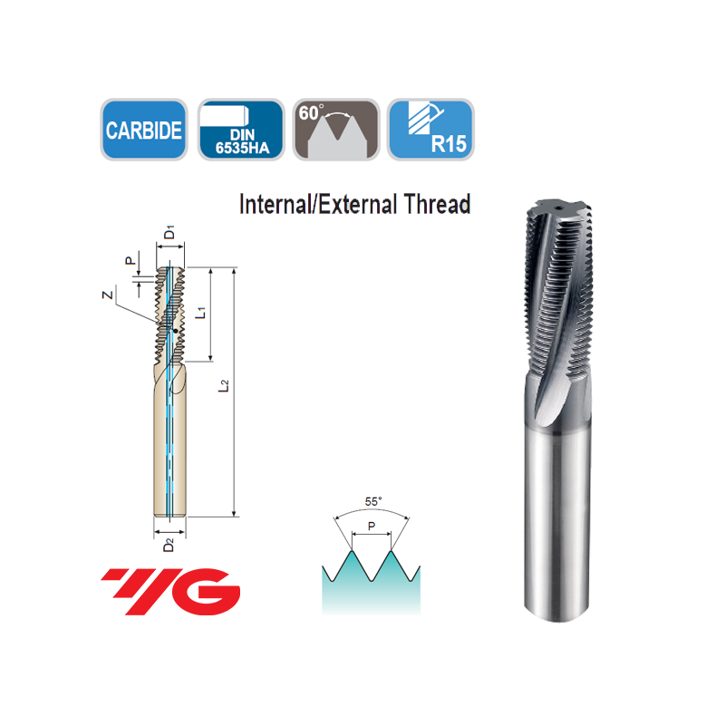 Fresa de Roscar MD con Refrigeracion BSP(G) TiAlN