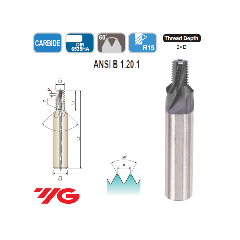 Fresa de Roscar MD con Refrigeracion y Chaflan NPT TiAlN