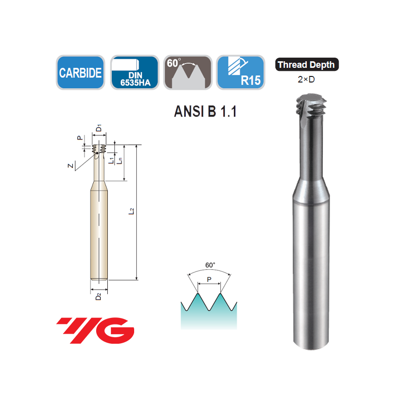 Fresa MD para Rosca Profunda UNC 2D TiAlN