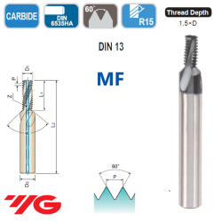 Fresa de Roscar MD con Refrigeracion y Chaflan MF 1.5D TiAlN