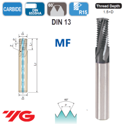 Fresa de Roscar MD con Refrigeracion MF 1.5D TiAlN