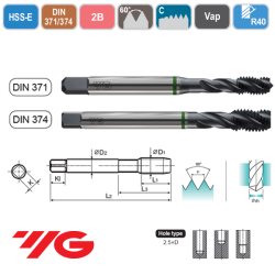 Macho Helicoidal de Máquina UNF HSSE Vaporizado