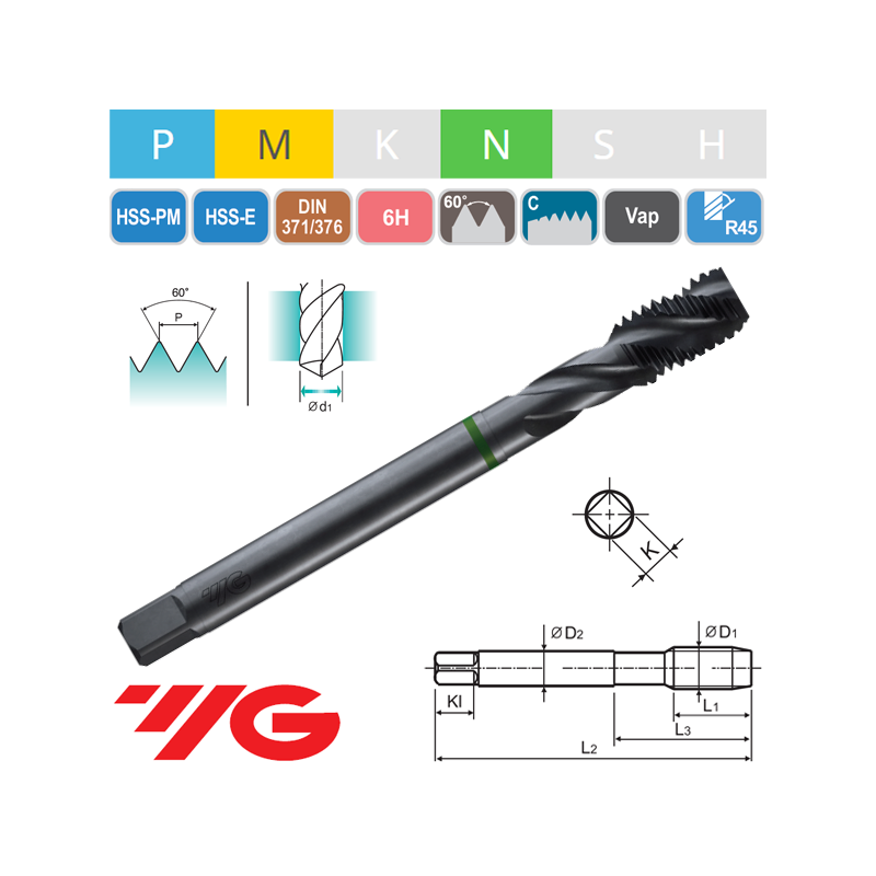 Macho Máquina Métrico COMBO HSS-PM Helicoidal VAP C 6H Macho Máquina Métrico COMBO HSS-PM Helicoidal VAP C 6H