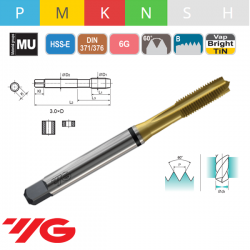 Macho Máquina Métrico COMBO HSS-E Recto TiN 6G