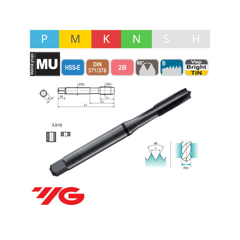 Macho Máquina UNC COMBO HSS-E Recto VAP 2B Macho Máquina UNC COMBO HSS-E Recto VAP 2B