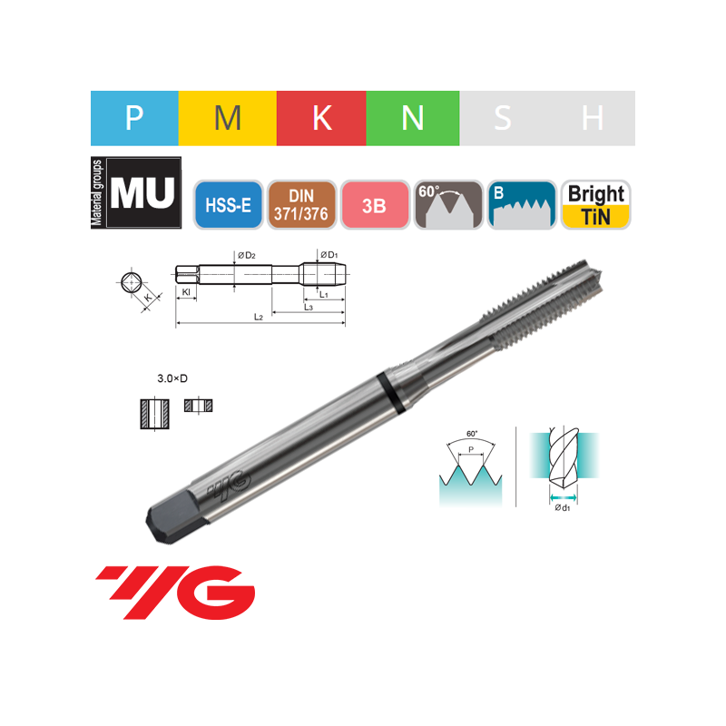 Macho Máquina UNC COMBO HSS-E Recto 3B Macho Máquina UNC COMBO HSS-E Recto 3B