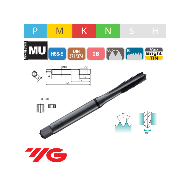 Macho Máquina UNF COMBO HSS-E Recto VAP 2B Macho Máquina UNF COMBO HSS-E Recto VAP 2B