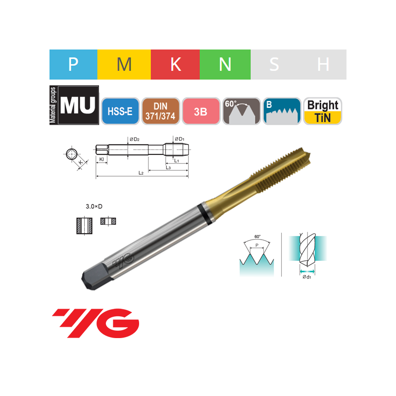 Macho Máquina UNF COMBO HSS-E Recto TiN 3B Macho Máquina UNF COMBO HSS-E Recto TiN 3B