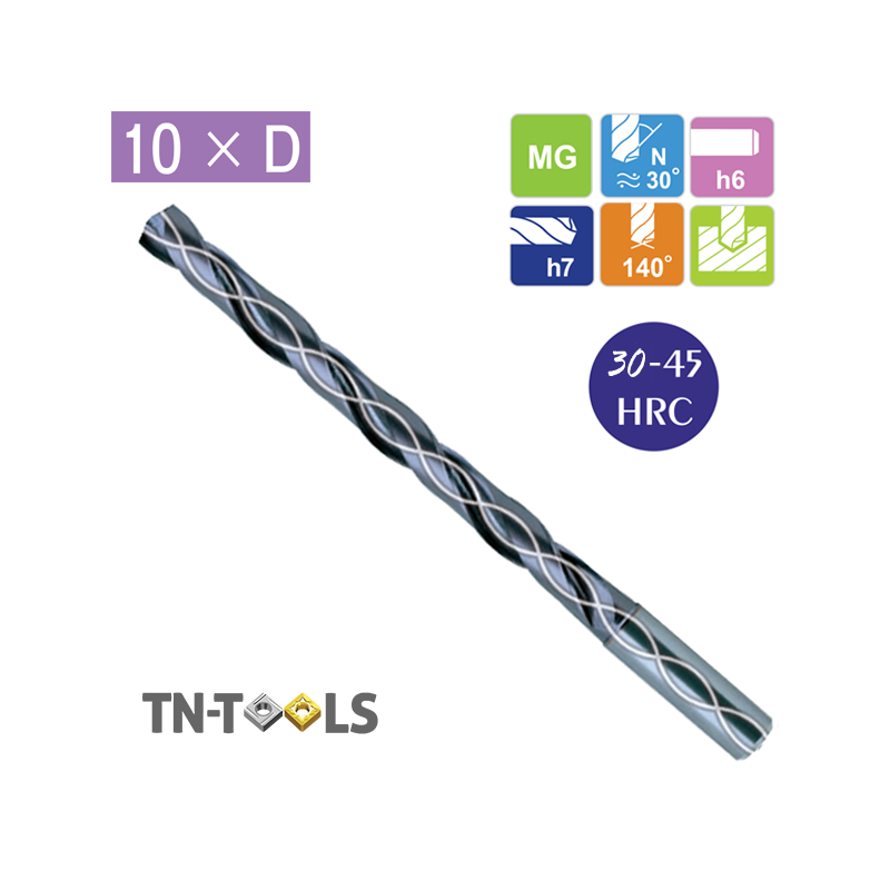 Solid Carbide Drill 10 x D with Reinforced Shank Coolant + TiAlN YG1 Solid Carbide Drill 10 x D with Reinforced Shank Coolant + TiAlN YG1