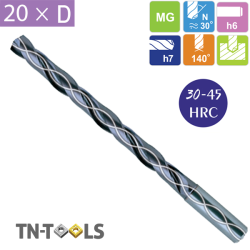 Solid Carbide Drill 20 x D with Reinforced Shank Coolant + TiAlN YG1