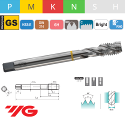 Macho Máquina Métrico Fino TAP GENERAL Helicoidal HSS-E 6H 