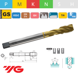 Macho Máquina Métrico Fino TAP GENERAL Helicoidal HSS-E TiN 6H