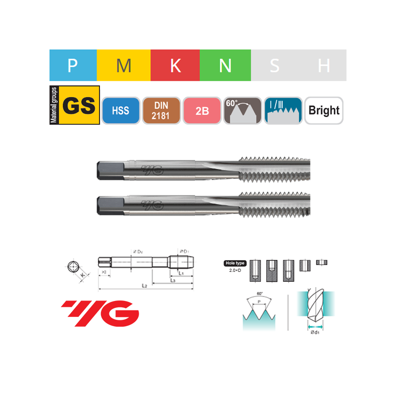Juego de Machos UNF TAP GENERAL HSS 2B Juego de Machos UNF TAP GENERAL HSS 2B