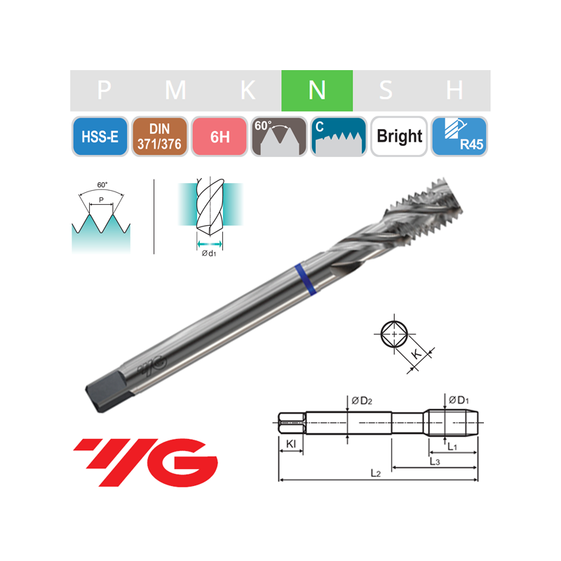 Macho Helicoidal HSS-E Aluminio Macho Helicoidal HSS-E Aluminio