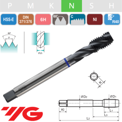 Macho Helicoidal HSS-E Nitrurado Aluminio 