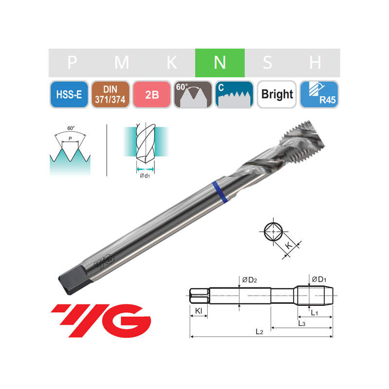 Macho Helicoidal HSS-E Aluminio UNF Macho Helicoidal HSS-E Aluminio UNF
