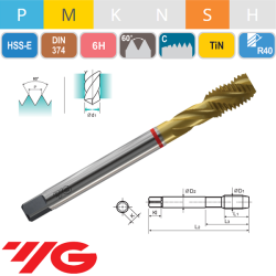 Macho Helicoidal HSS-E Materiales Duros TiN