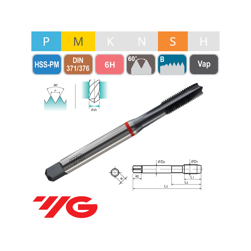 Macho Recto Pasante HSS-PM Materiales Duros VAP Macho Recto Pasante HSS-PM Materiales Duros VAP